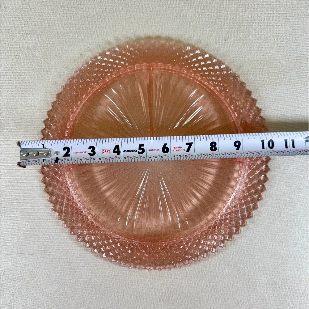 Vintage Anchor Hocking Miss America Pink Depression Glass Divided Grill Plate